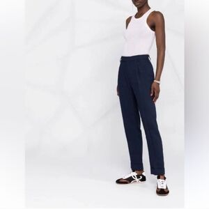 Lauren Ralph Lauren Silk Pleated Cuffed Cuff Hem Straight Leg Trousers Pants 6